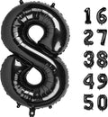 40 Inch Black Foil Balloons Number 8 Foil Mylar Big Number Balloons Huge Number Balloons for 18th 80th Birthday Party Supplies Anniversary Decorations