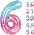 40 Inch Starry Balloon Number 6 Balloon,6 Foil Mylar Helium Large Digital Balloon Starry Birthday Numbers Jumbo Balloons 16th or 61st Anniversary Party Decorations Supplies