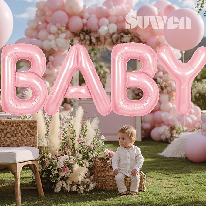 SUWEN 40 Inch Pink Large O Letter Balloons Big Foil Helium Letter Balloons A-Z Jumbo Mylar Happy Birthday Party Decorations for Girl Anniversary Party Supplies