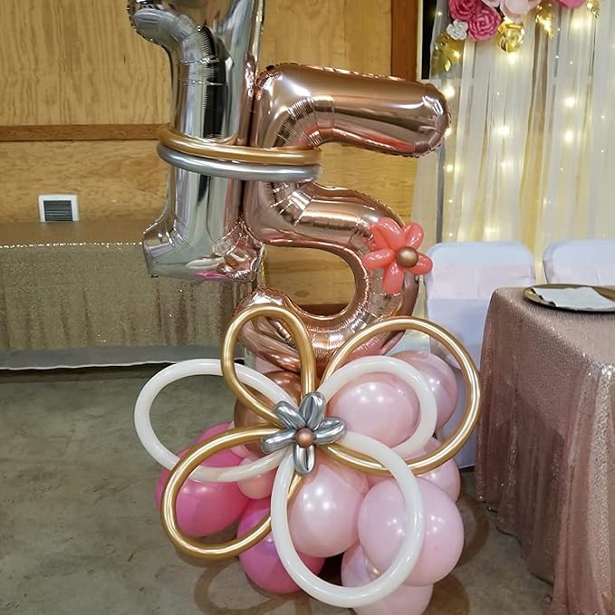 Rose Gold Number 10 Balloons for 10th Birthday Decorations, 40 Inch Rose Gold Helium Mylar Foil Number 1 & 0 Balloons for Girls, 10th Birthday Balloons for Women Anniversary Party Supplies