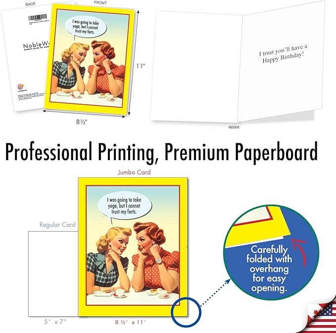 NobleWorks Jumbo Funny Birthday Greeting Card 8.5 x 11 Inch with Envelope (1 Pack) Large Jumbo Bday Trust My Farts J1408BDG-UA