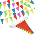 Novelty Place 100 Feet Pennant Banner - 75 Multicolor Bunting Flags (7x11 Inches) - Birthday Party Grand Opening Christmas Decorations