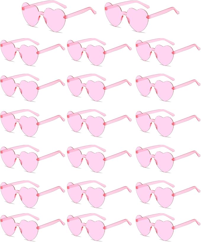 20 Pairs Heart Shaped Sunglasses for Women Colorful Glasses Fun Trendy Transparent Heart Sunglasses Party Favor