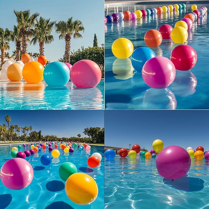 50 Pcs Giant Balloons Kit 18 24 36 Inch Mixed Size Latex pool Balloon, With 10 Colors - Party Decoration Supplies for Birthdays, Weddings, Events