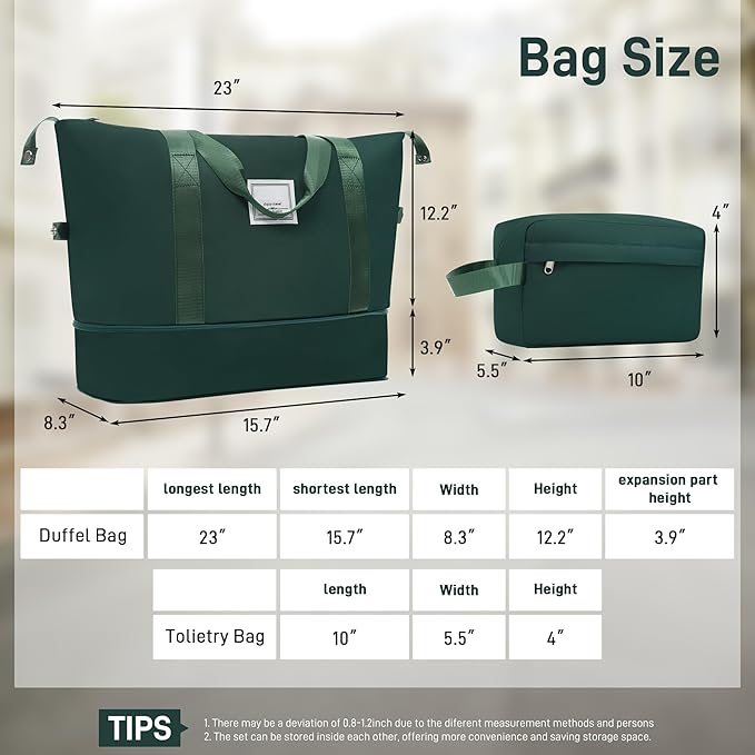 6 Pcs ABS Hardshell Luggage Sets Spinner Wheel Suitcase Lock Suitcases Dark Green