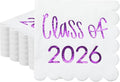100 Pcs Class of 2026 Graduation Cocktail Napkins 5 x 5 Inch Congrats Grad Scalloped Paper Napkins for Dinner Beverage Graduate Decorations(Purple)