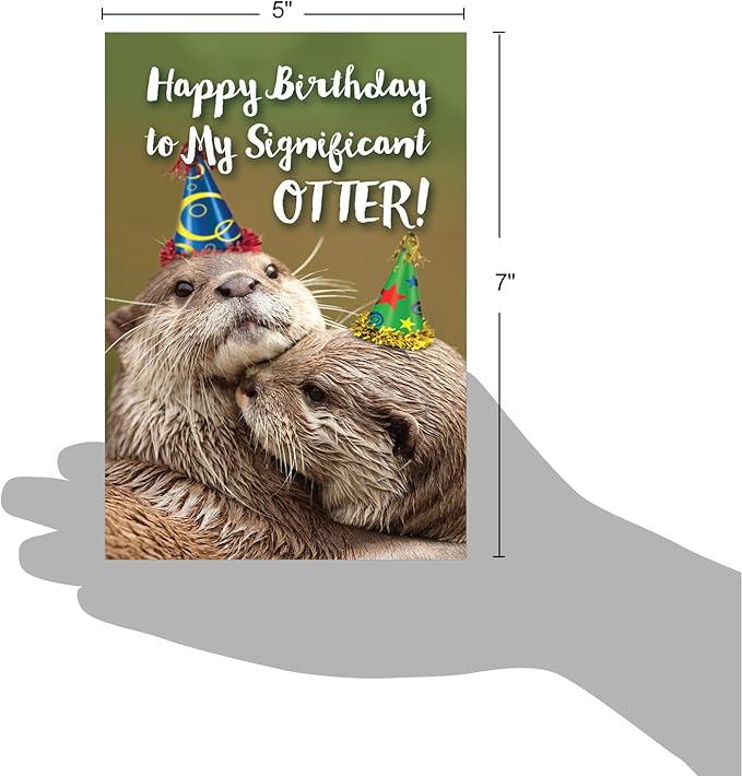 NobleWorks - 1 Cute Birthday Card with Envelope - Funny Wild Animals and Pets, Birthday Greeting - Otterly Awesome C6574GBDG