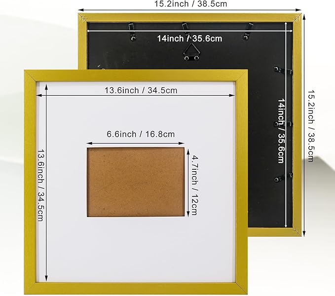 GraduatePro 14x14 Signature Picture Frame Board for 5x7 Photo with Signable Mat for Birthday Party Graduation Wedding Guest Book Gold