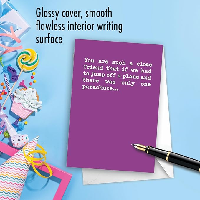NobleWorks - Funny Happy Birthday Card with Envelope - Colorful Humor, Greeting Note - One Parachute 0936