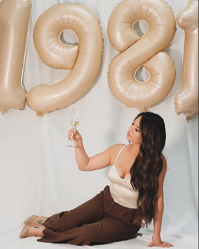 Light Brown 9 Balloon, Tan Number Balloons 40 Inch, 9th Giant Beige Birthday Decorations for Boys Girls, 19th 29th Khaki Party Decorations Supplies, Sandy Brown Number 9 Balloon