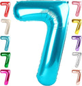 40 Inch Number 7 Balloon, Light Blue Seven Birthday Decor, 7 17 27 70 Year Old Balloon Number for Engagement, Wedding, Graduations