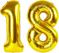 18 Gold Number Balloons, 40 Inch Balloons for Woman Man 18th Birthday Party Decoration, Foil Number Ballon for 18, 81 Anniversary, Bridal Shower, Graduation, Valentine's Day, Mother's Day, Easter