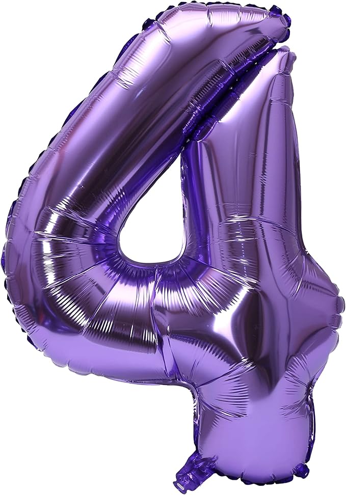 YPSelected 32 Inch Large Foil Helium Number Balloon Birthday Wedding Party 0-9 (Purple, 4)