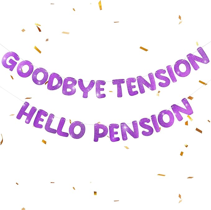 Retirement Banner Pre-Strung Banner Glitter Retirement Party Supplies Decorations for Women Men Office Home Decor (Purple)