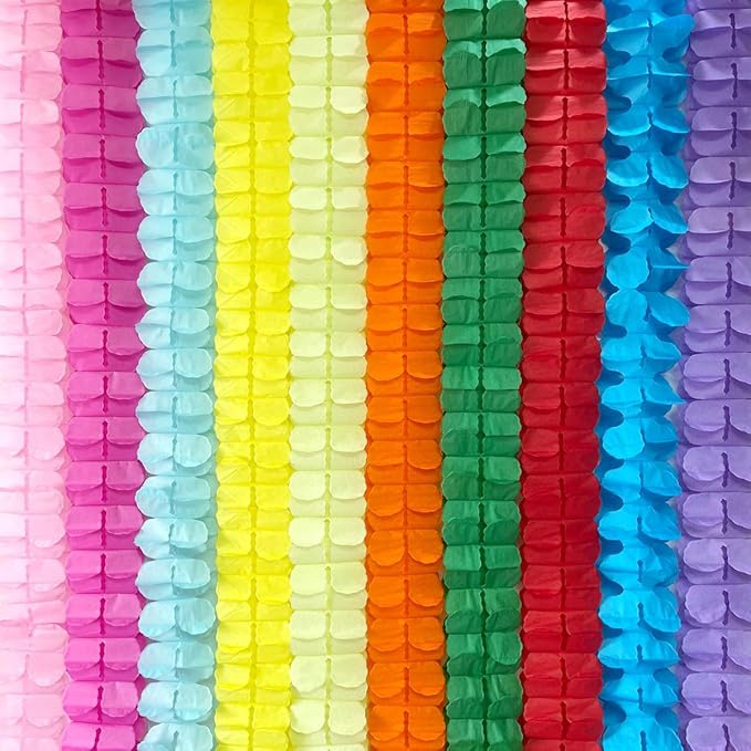10PCS Four Leaf Clover Paper Flowers Garland Decorations Four Leaf Clover Paper Banner Tissue Paper Streamers Reusable Hanging Garland for Birthday Wedding Party Backdrop Home Decor Colorful kit