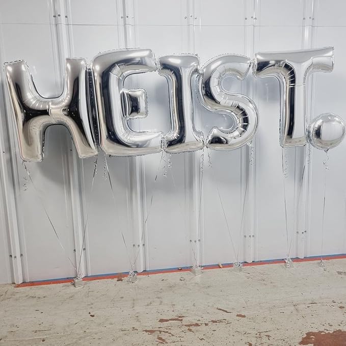 Silver Letter E Balloons 40 inch Large Alphabet E Balloons Silver Helium Foil Letter Balloon Banner for Birthday Party Anniversary Wedding Decoration