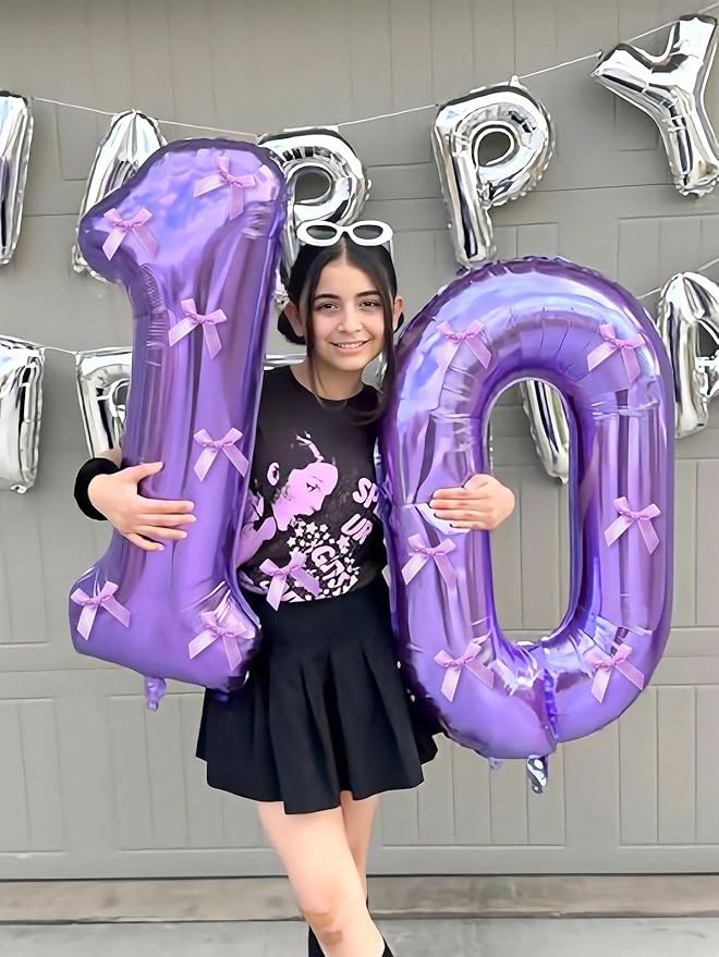 Balloons 8 Number, 40 Inch Purple Big Birthday Decorations for Men, Balloons Decoration for Happy 8 18 28 80 Birthday, Wedding Anniversary, New Year, Single Party Decoration