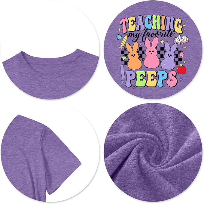 LAZYCHILD Women Easter Teacher Shirts: Funny Treat All with Kindness T-Shirt Bunny Rabbit Tee Tops