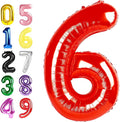 6 Birthday Balloons, 40 Inch Foil Big Balloon for Men And Women, Red Balloons for 6, 16, 26, 60, 2026 Graduation, Birthday, Wedding Anniversary, Xmas, Party Supplies