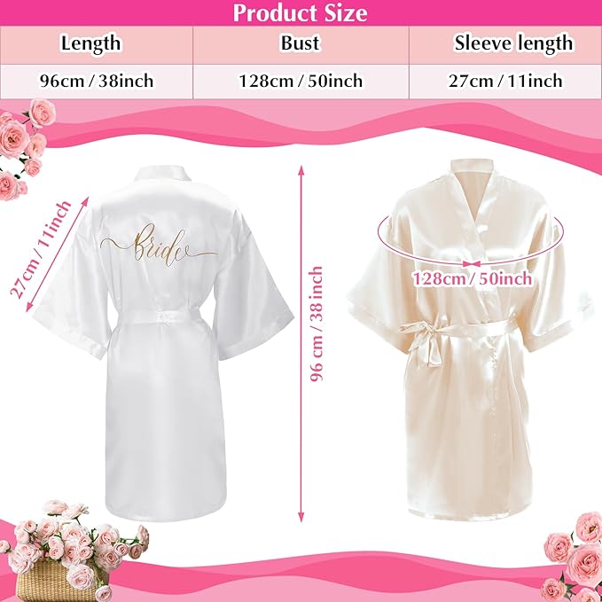 Panitay 42 Pcs Bridal Robes Sets Bride Robes Bridesmaids Proposal Gift Heart Sunglasses Champagne Flutes for Wedding Party
