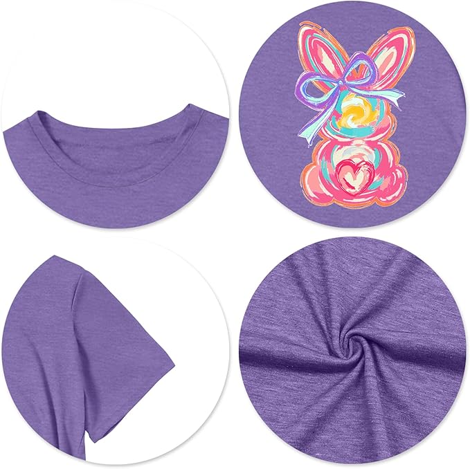 LAZYCHILD Women Easter Teacher Shirts: Funny Treat All with Kindness T-Shirt Bunny Rabbit Tee Tops