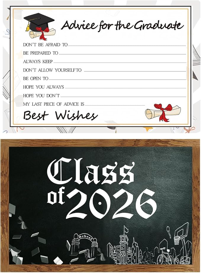 Graduation Wish Cards - 50PCs High School or College Graduation Advice Cards Supplies 2026 Decorations Grad Celebration Party Supplies for High School/College/Senior School