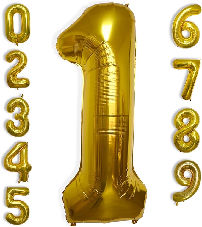 40 Inch Large Gold Number Celebration and Decoration Balloon for Birthday Parties, Graduations, Anniversaries, Weddings, Photo Shoots, Special Events - Helium Foil Mylar (Gold Number 1)