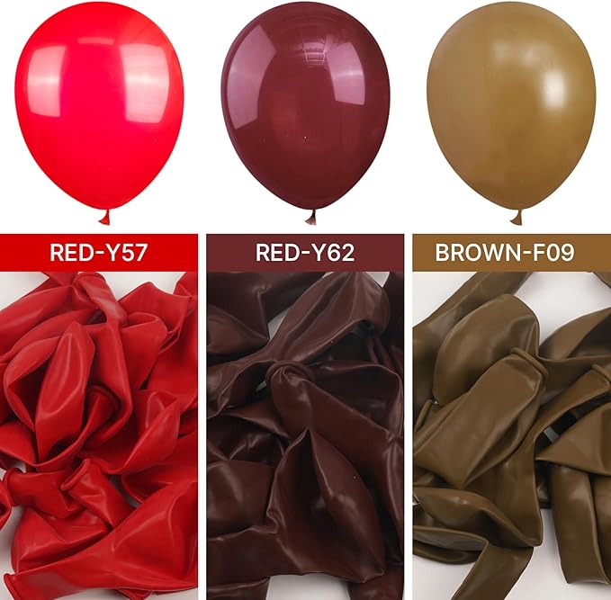 PartyWoo Burgundy Balloons 50pcs 12 Inch Dark Chestnut Red Maroon Helium Balloons for Graduation Wedding Thanksgiving Birthday Bachelorette Citizenship Strawberry Theme Party Decorations Red-Y62