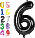 Numbers Balloon 6, 40 Inch Foil Big Balloon for Men And Women, Black Balloons for 6, 16, 26, 60, 2026 Graduation, Birthday, Wedding Anniversary, Xmas, Thanksgiving Day, Party Supplies