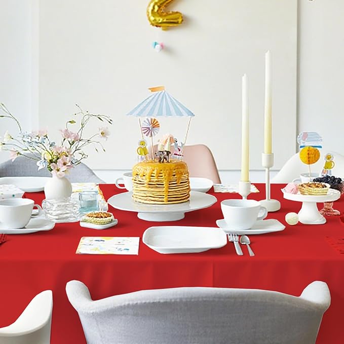 12 Pack Premium Red Plastic Table Cloth -70 X120 Inch Rectangle Tablecloth, Disposable Tablecloth Plastic Table Cover for Parties (12, Red, 70" X 120" Rectangle)