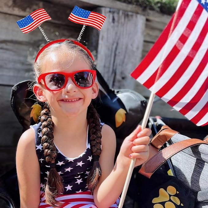4th of July Headband 12pcs 250th Anniversary Patriotic Headbands Uncle Sam Hat USA Flag Headbands for Independence Day Party Favors Fourth of July Party Accessories
