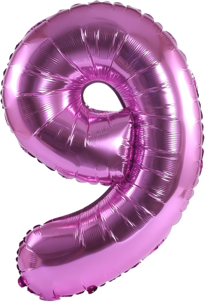 YPSelected 32 Inch Large Foil Helium Number Balloon Birthday Wedding Party 0-9 (Pink, 9)