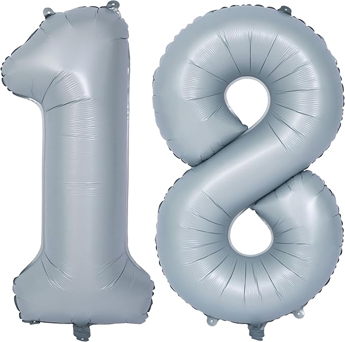 40 In Matte gray Number Balloons Helium Foil Mylar Balloon Birthday Party banquet Decoration 18