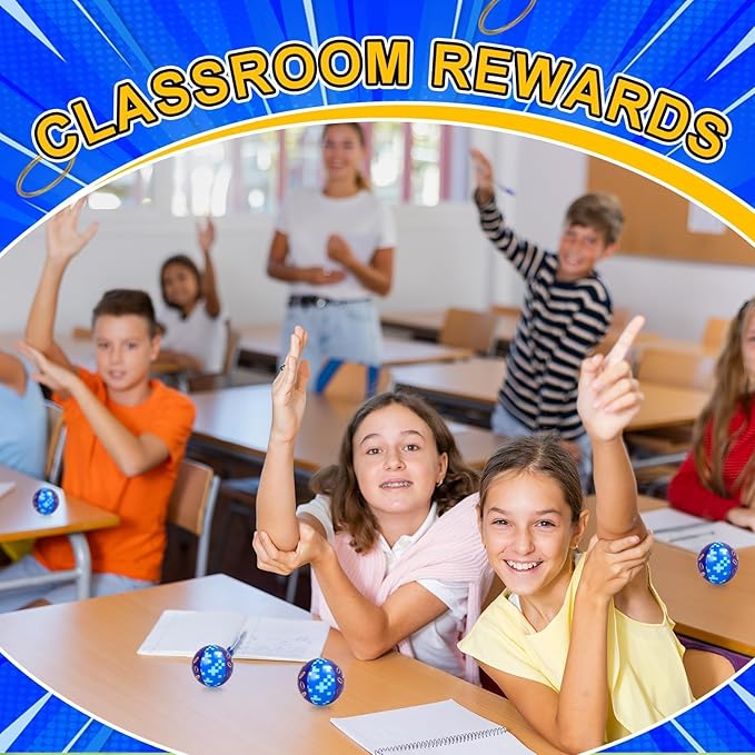 12 PCS Blue Golden Rings Stress Balls for Kids Party Favors, 1.97 Inch Anxiety Relief Fidget Sensory Toys Golden Rings Theme Squeeze Toys Bulk for Birthday Goodie Bags Carnival Gifts Classroom Prizes