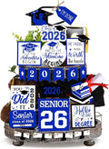 22 Pcs 2026 Graduation Tiered Tray Decor Sets Wooden Graduation Class of 2026 Table Decorations Senior 2026 Gown Diploma Farmhouse Signs for Home Shelf Party Office Desk(Blue)