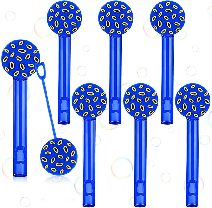 Jenaai 24 Pcs Blue with Gold Ring Bubble Wands Cartoon Bubble Wand Party Favors for Summer Activity Cartoon Birthday Gifts Carnival Goody Bag Stuffers Wedding Supplies