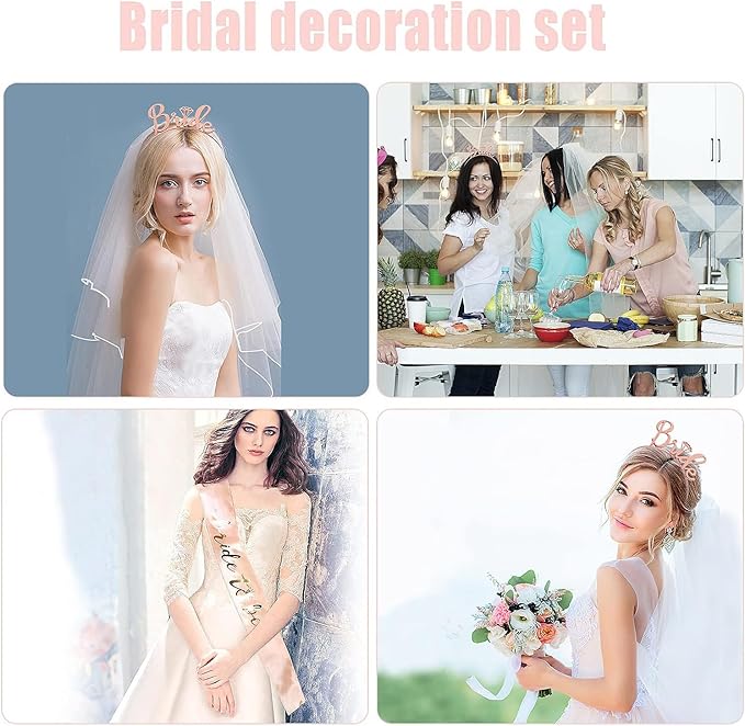 Bride to Be Sash Set, 3pcs Bridal Shower Decorations Bachelorette Party White Bridal Decorations Wedding Gift for Hen Party Decor Engagement Party Supplies Accessories