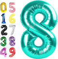 Balloon 8 Numbers, 40 Inch Blue-Green Fiol Large Ballon for Women And Men, Balloons Decoration for Happy 8 18 28 80 Birthday, Wedding Anniversary, New Year, Halloween Party Decoration