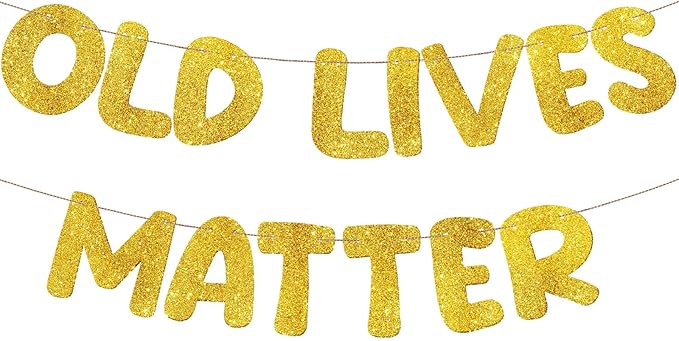 Fulmoon Pre Strung Banner 6.56 ft Funny Birthday Retirement Party Decorations 80th 70th 60th 50th Retirement Party Garland Bunting Decorations for Men Women(Glitter Gold)