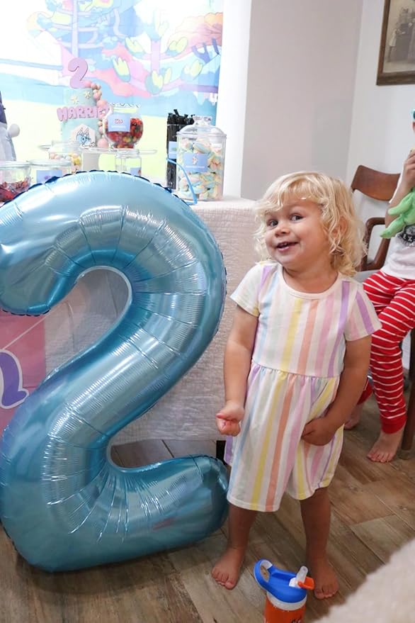 2 Numbers Balloon 40 Inch Pearl Blue Two Balloon Number Birthday Decor, 2nd 12 21st Party Celebration Decorations Graduations Wedding Baby Shower