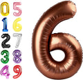 6 Balloon Numbers, 40 Inch Foil Big Balloon for Men And Women, Coffee Brown Balloons for 6, 16, 26, 60, 2026 Graduation, Birthday, Wedding Anniversary, Xmas, Party Supplies