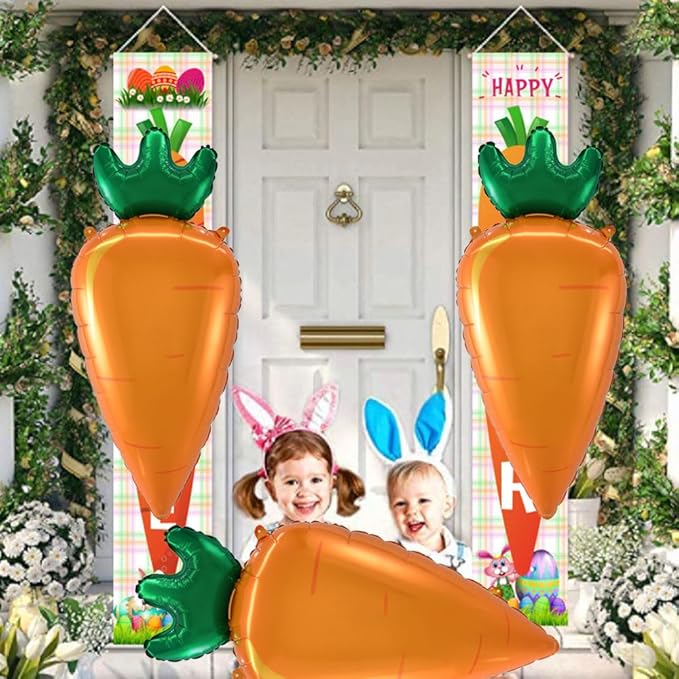 Carrot Balloons Easter Foil Balloons Vegetable Balloon for Carrot Themed Party Decoration Supplies Vegetable Birthday Decoration Decor Ballons Arch Kits Party Balloon Set 3pcs