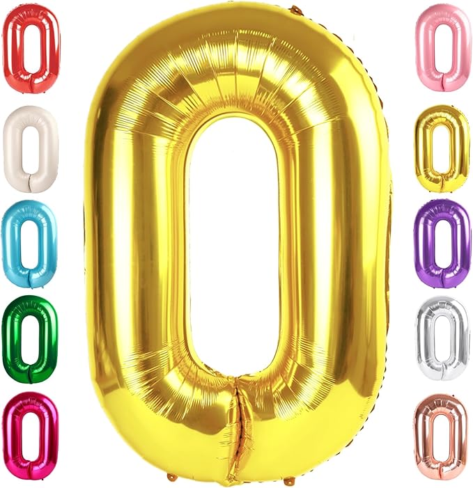 Number 0 Balloons 40 Inch Gold Number Balloons for 10 20 30 40 50 60 70 80 90 100 Numbers Balloon Birthday Decorations Wedding Event Baby Shower