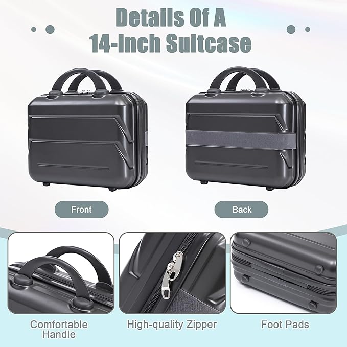 20+14 Inch Hardshell Luggages, Lightweight ABS Suitcase with Spinner Wheels