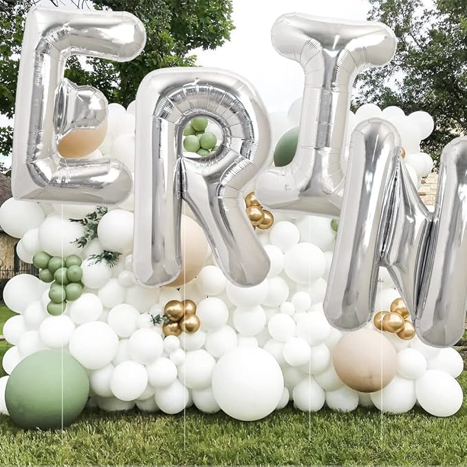 TONIFUL 40 Inch Large Silver Letter N Balloons Foil Mylar Big Letter Ballons for 2026 New Year Eve Graduation Wedding Baby Shower Birthday Party Anniversary Supplies Decorations