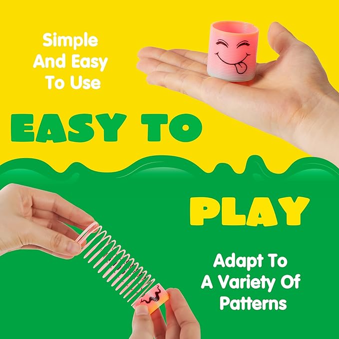JOYIN 240 Pcs Spring Rainbow Party Favor, Mini Plastic Coil Spring Toy, Fidget Stress Coil Mini Springs Bulk Toys for Carnival Prize Birthday, Easter Goodie Bag Stuffers