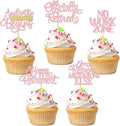 30 PCS Happy Retirement Cupcake Toppers Officially Retired Cupcake Picks No Work Zone Adventure Begins Cake Decorations for Retirement Theme Farewell Birthday Party Decor Supplies Pink
