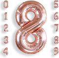 AULE 40 Inch Big Rose Gold 8 Balloon Number Large Foil Helium Number Balloons 0-9 Jumbo Giant Happy 8th Birthday Party Decorations for Boy or Girl Huge Mylar Anniversary Party Supplies
