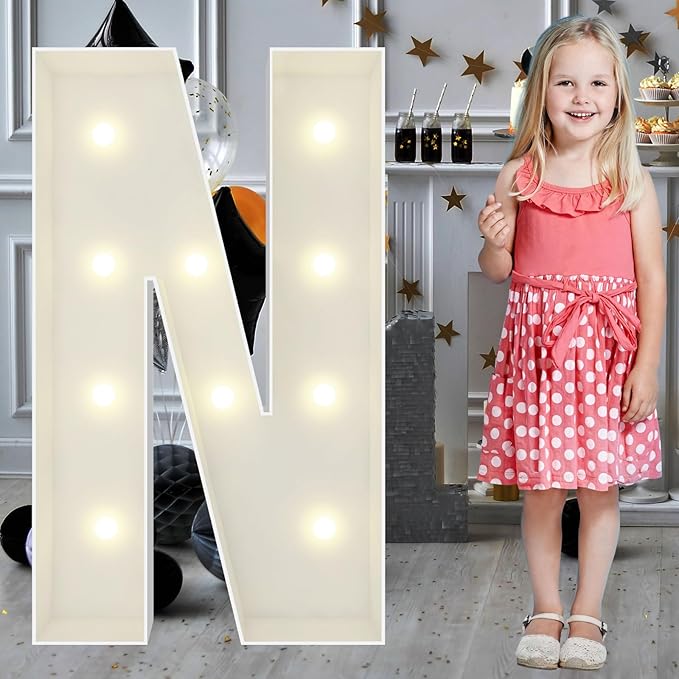 3FT Marquee Light Up Letters N, Big Marquee Letter for Baby Shower Birthday Engagement Wedding Marry Me Party Decor