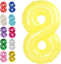 Helium Foil Yellow Number 8 Balloon 40 Inch, Mylar Eight Numbers 8 18 28 38 48 58 80 88 Birthday Balloons, Yellow Women Men Anniversary Graduations Party Supplies